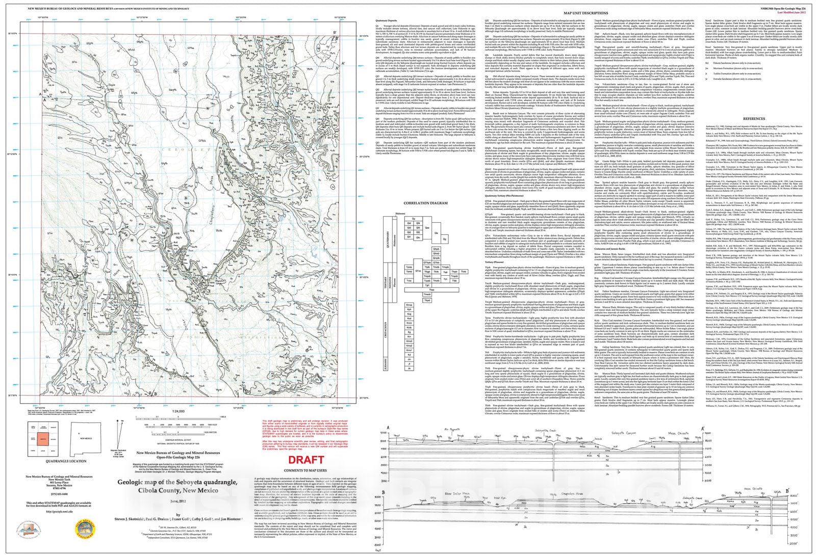 Map : Preliminary geologic map of the Seboyeta 7.5-minute quadrangle, Cibola County, New Mexico, 2012 Cartography Wall Art :