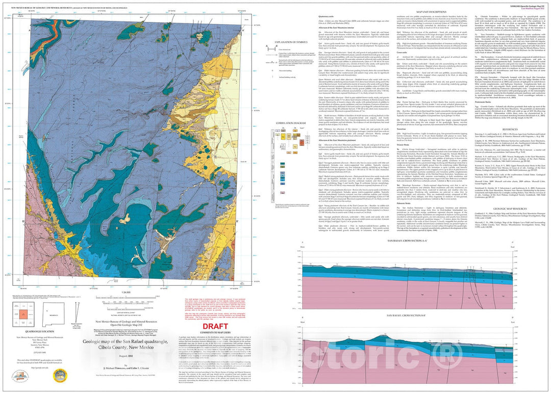 Map : Preliminary geologic map of the San Rafael 7.5-minute quadrangle, Cibola County, New Mexico, 2012 Cartography Wall Art :