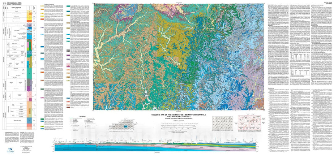 Map : Geologic map of the Somerset thirty x sixty minute quadrangle, south-central Kentucky, 2011 Cartography Wall Art :