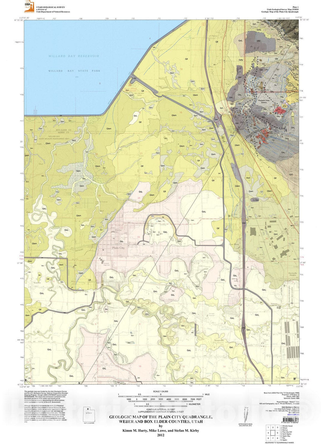 Map : Geologic map of the Plain City quadrangle, Weber and Box Elder Counties, Utah, 2012 Cartography Wall Art :