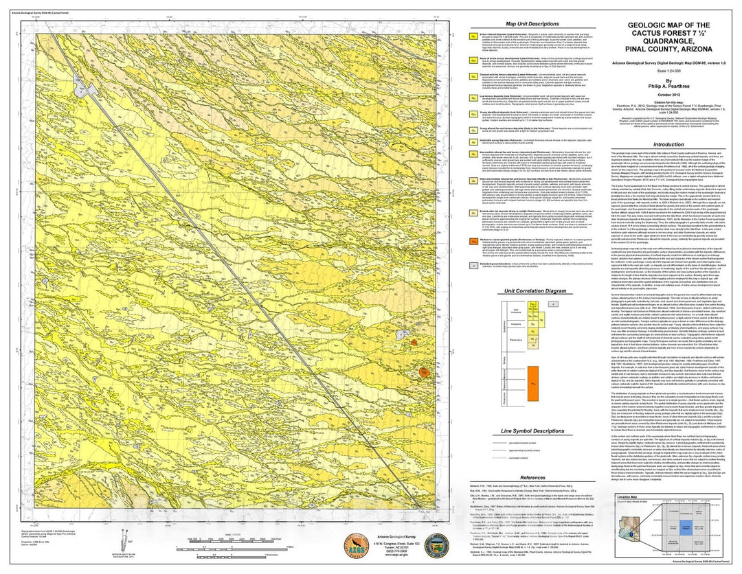 Map : Geologic map of the Cactus Forest 7.5' Quadrangle, Pinal County, Arizona, 2012 Cartography Wall Art :