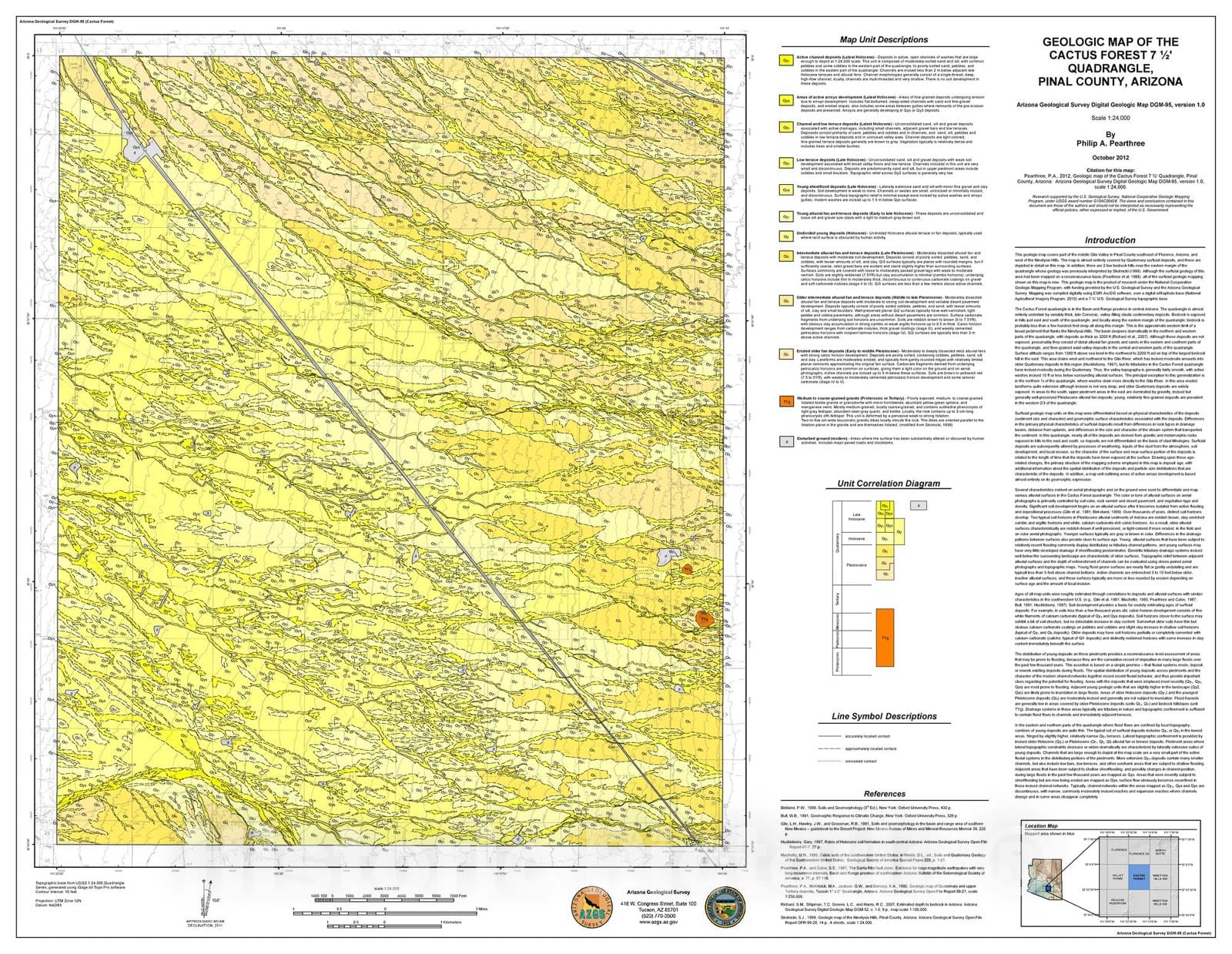Map : Geologic map of the Cactus Forest 7.5' Quadrangle, Pinal County, Arizona, 2012 Cartography Wall Art :