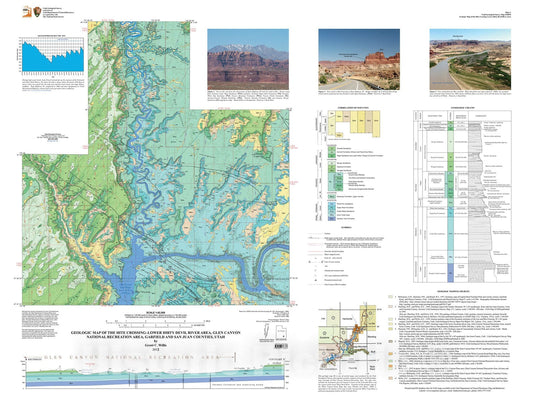 Map : Geologic map of the Hite Crossing-Lower Dirty Devil River area, Glen Canyon National Recreation Area, Garfield and San Juan Counties, Utah, 2012 Cartography Wall Art :
