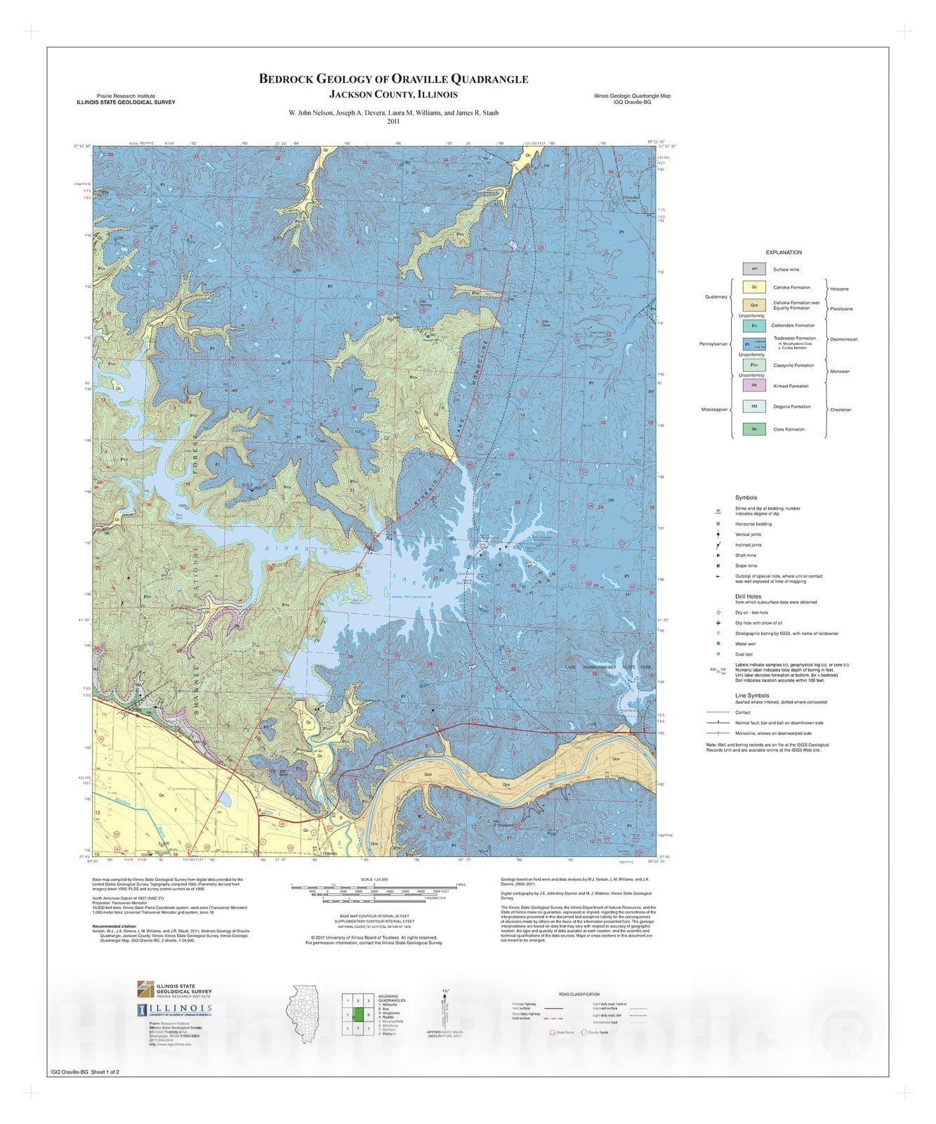 Map : Bedrock geology of Oraville Quadrangle, 2011 Cartography Wall Art :