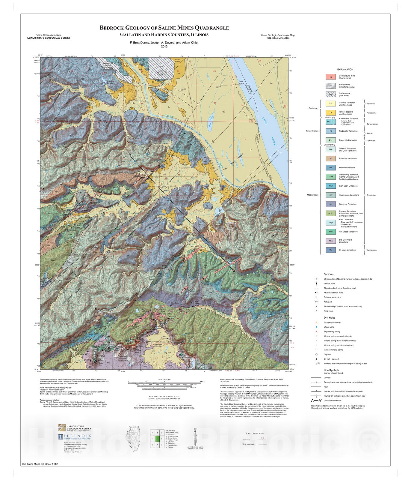 Map : Bedrock geology of Saline Mines Quadrangle , 2012 Cartography Wall Art :