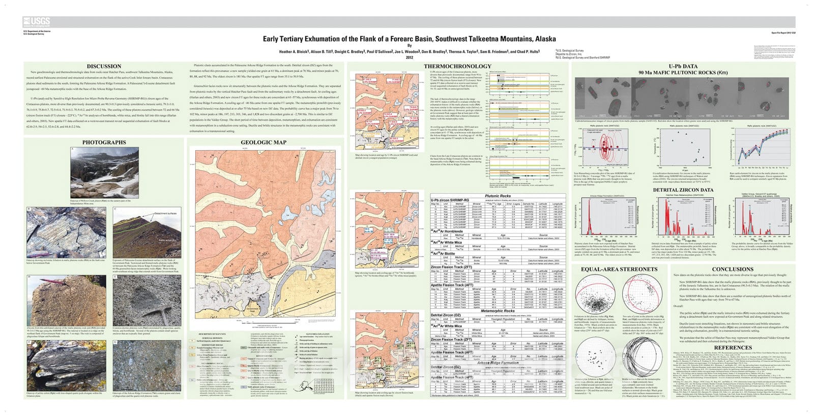 Map : Early Tertiary exhumation of the flank of a forearc basin, southwest Talkeetna Mountains, Alaska, 2012 Cartography Wall Art :