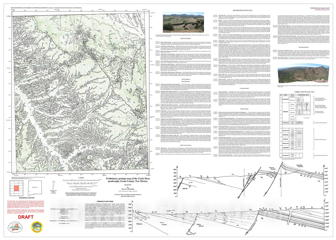 Map : Preliminary geologic map of the Circle Mesa quadrangle, Grant County, New Mexico, 2011 Cartography Wall Art :