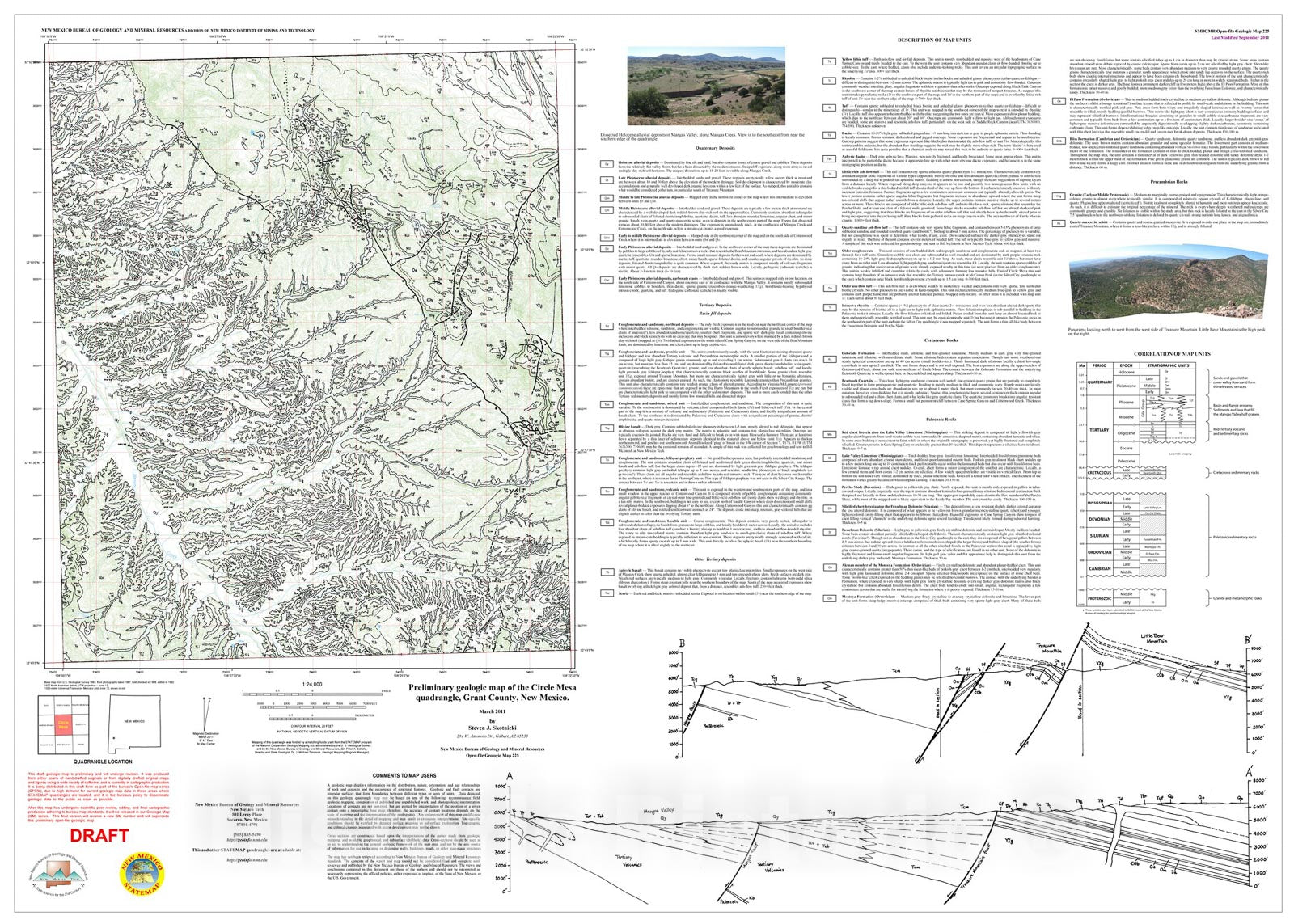 Map : Preliminary geologic map of the Circle Mesa quadrangle, Grant County, New Mexico, 2011 Cartography Wall Art :
