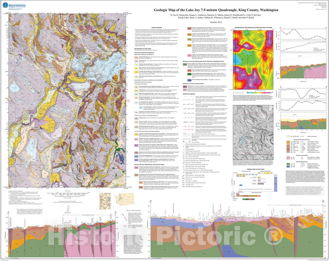 Map : Geologic map of the Lake Joy 7.5-minute quadrangle, King County, Washington, 2012 Cartography Wall Art :
