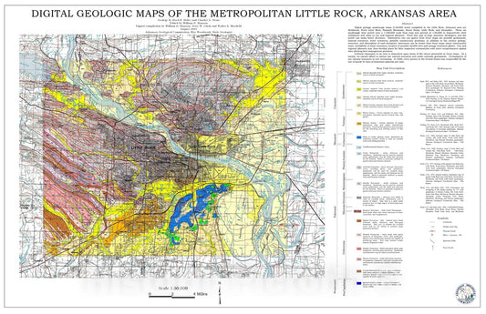 Map : Digital geologic map of the metropolitan Little Rock, Arkansas area, 2003 Cartography Wall Art :