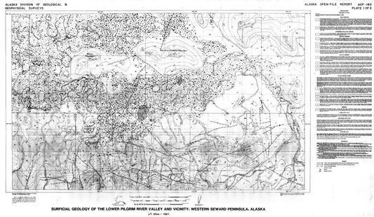 Map : Surficial geology of lower Pilgrim Valley and vicinity, western Seward Peninsula, Alaska, 1981 Cartography Wall Art :