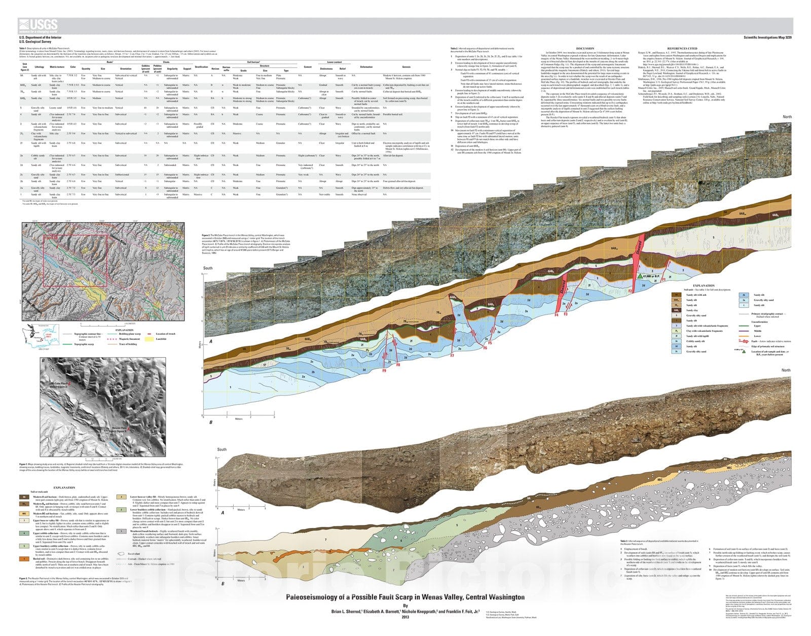 Map : Paleoseismology of a possible fault scarp in Wenas Valley, central Washington, 2013 Cartography Wall Art :