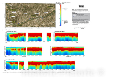 Map : Characterization of major lithologic units underlying the lower American River using water-borne continuous resistivity profiling,, 2013 Cartography Wall Art :