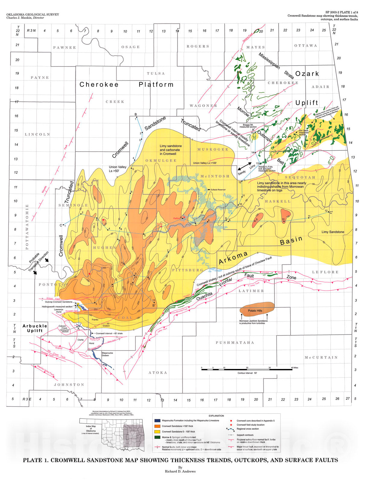 Map : Cromwell play in southeastern Oklahoma, 2003 Cartography Wall Art :