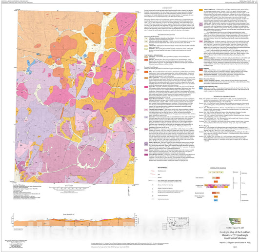 Map : Geologic map of the Lockhart Meadows 7.5' quadrangle, west central Montana, 2013 Cartography Wall Art :