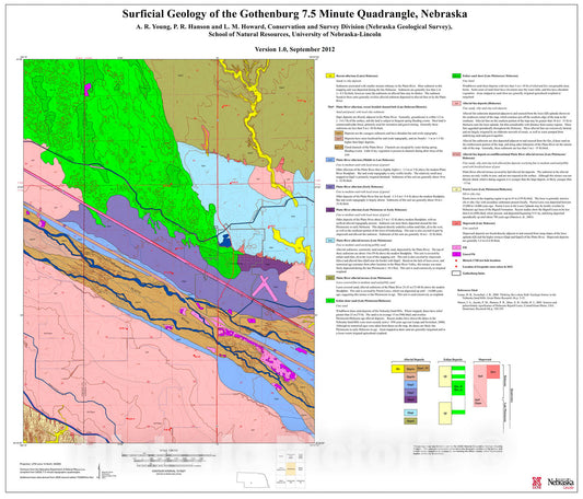 Map : Surficial Geologic Map of the Gothenburg, Nebraska 7.5-Minute Quadrangle, 2012 Cartography Wall Art :