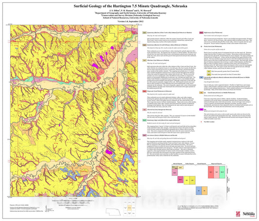 Map : Surficial Geologic Map of the Hartington, Nebraska 7.5-Minute Quadrangle, 2012 Cartography Wall Art :