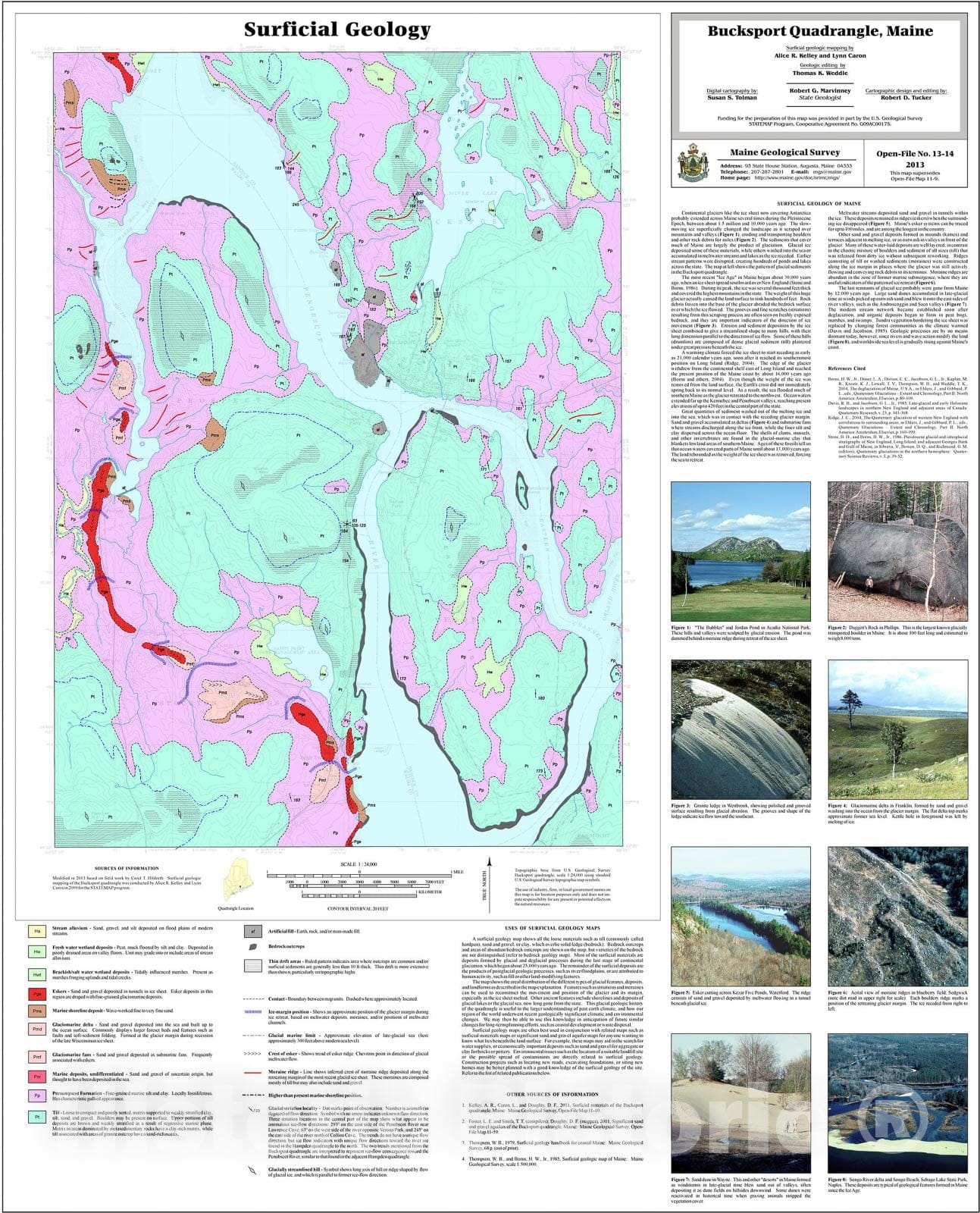 Map : Surficial geology of the Bucksport quadrangle, Maine, 2013 Cartography Wall Art :