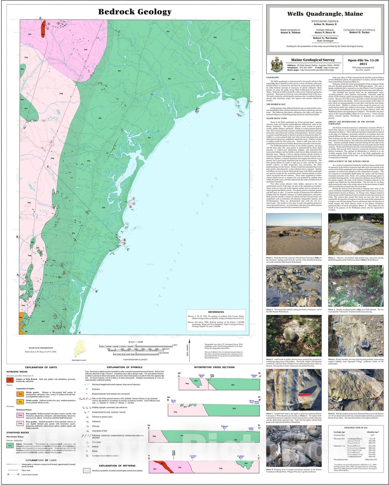 Map : Bedrock geology of the Wells quadrangle, Maine, 2013 Cartography Wall Art :