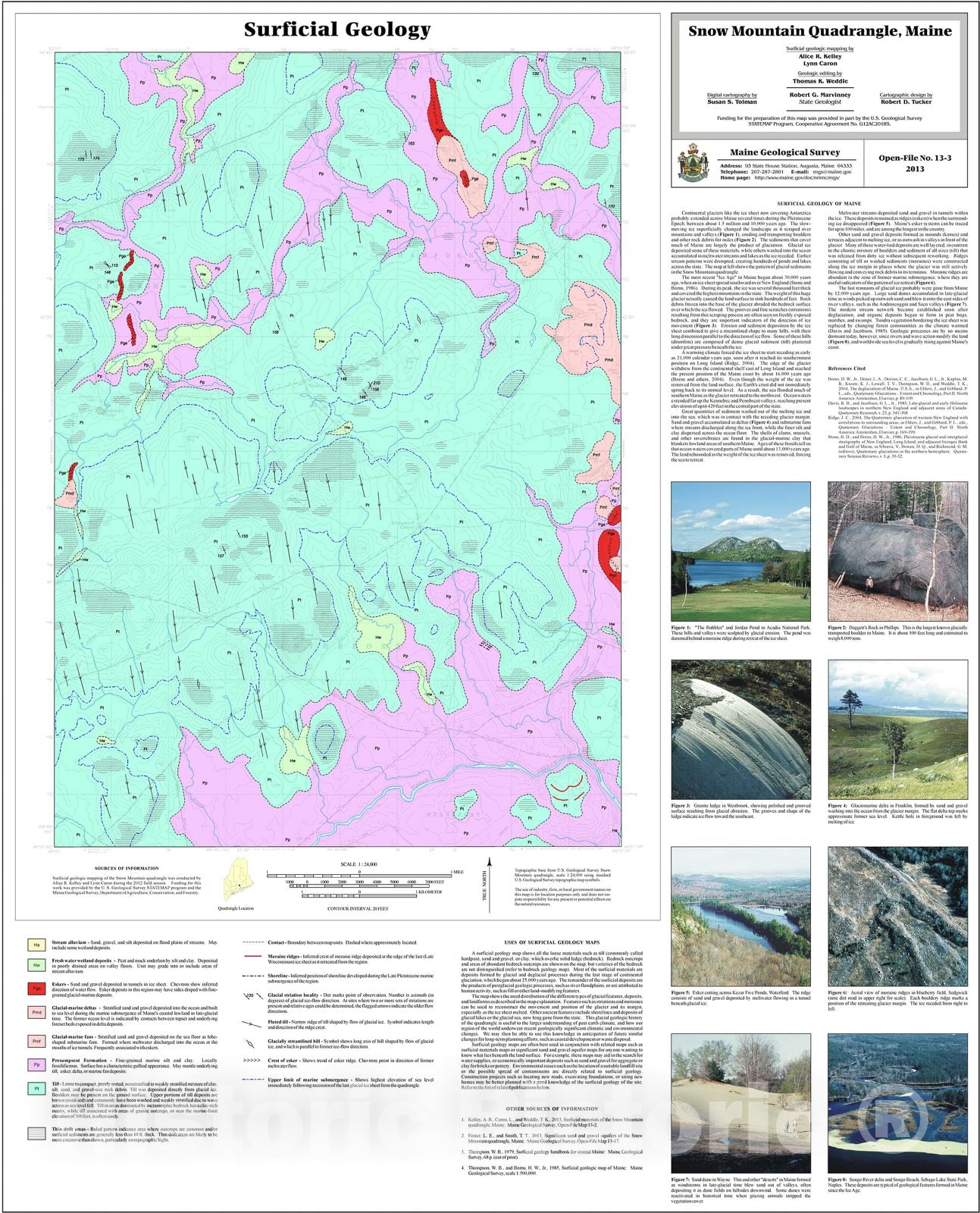 Map : Surficial geology of the Snow Mountain quadrangle, Maine, 2013 Cartography Wall Art :