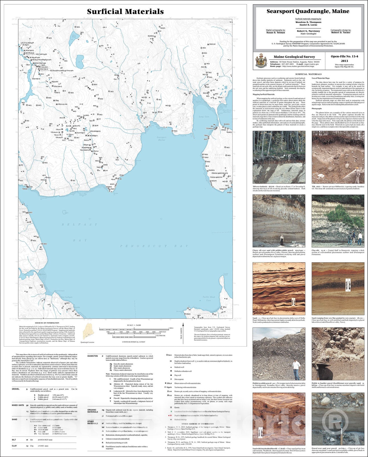 Map : Surficial materials of the Searsport quadrangle, Maine, 2013 Cartography Wall Art :