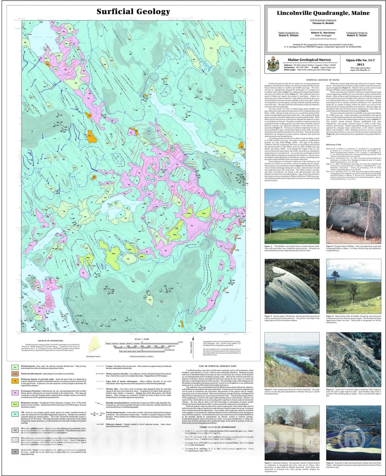 Map : Surficial geology of the Lincolnville quadrangle, Maine, 2013 Cartography Wall Art :