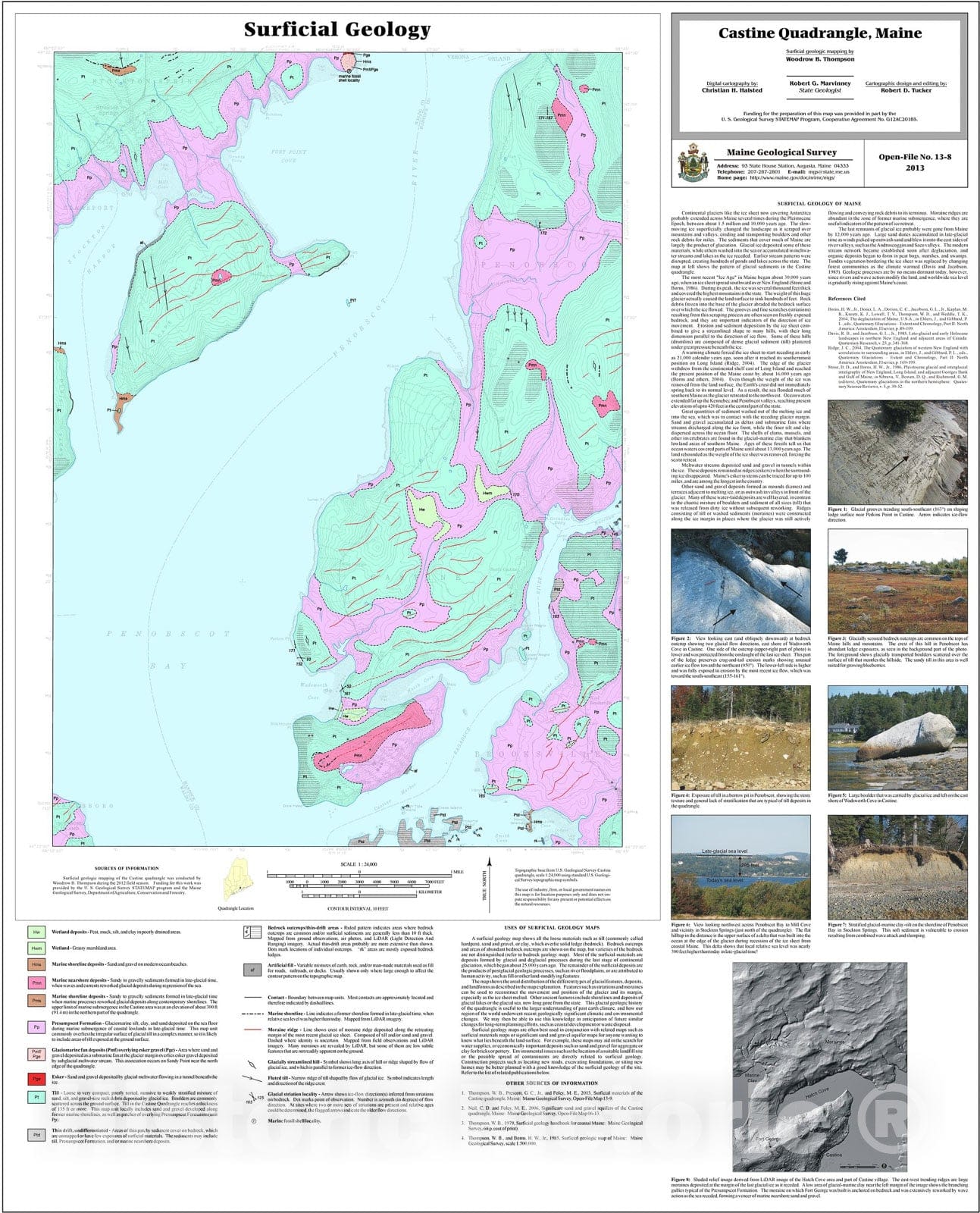 Map : Surficial geology of the Castine quadrangle, Maine, 2013 Cartography Wall Art :