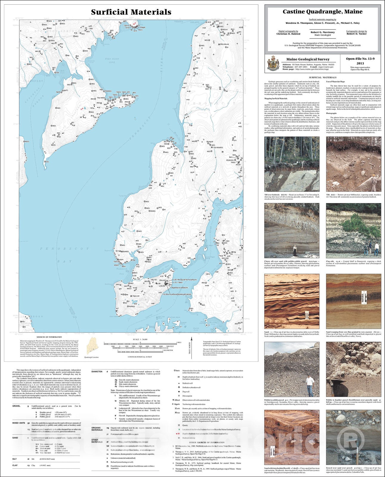 Map : Surficial materials of the Castine quadrangle, Maine, 2013 Cartography Wall Art :