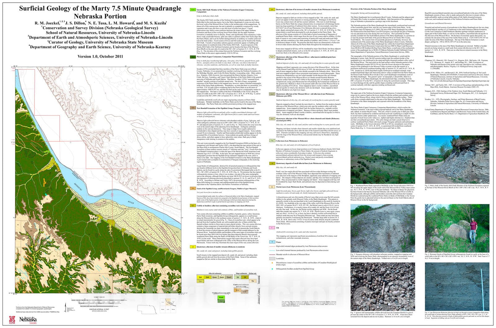 Map : Surficial geology of the Marty 7.5 minute quadrangle, Nebraska portion, 2011 Cartography Wall Art :