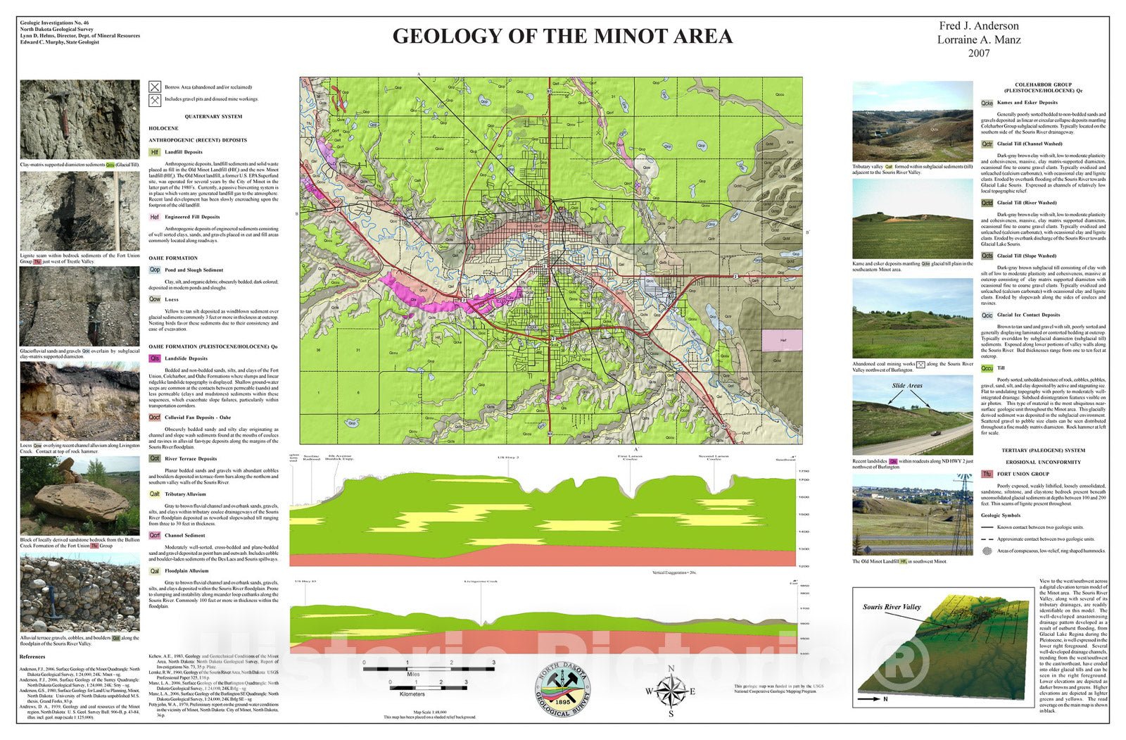 Map : Geology of the Minot area, 2007 Cartography Wall Art :