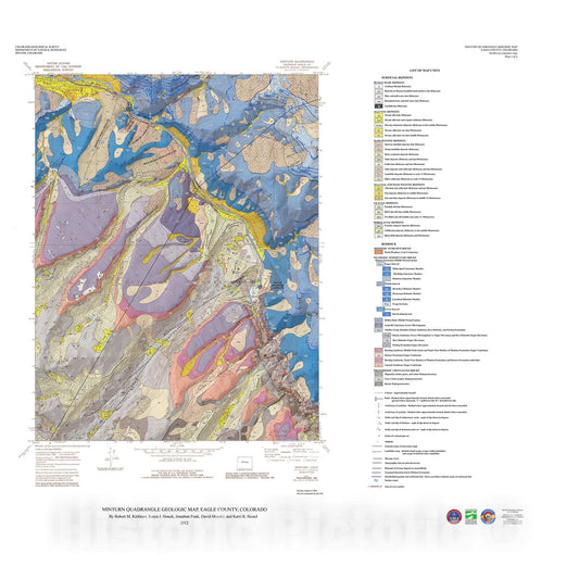 Map : Minturn Quadrangle Geologic Map, Eagle County, Colorado, 2012 Cartography Wall Art :