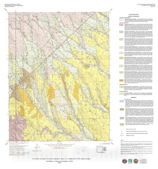 Map : Falcon Quadrangle Geologic Map, El Paso County, Colorado, 2012 Cartography Wall Art :