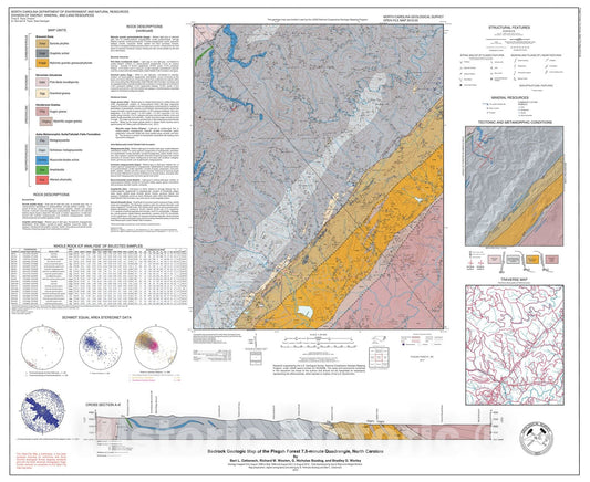 Map : Bedrock geologic map of the Pisgah Forest 7.5-minute Quadrangle, North Carolina, 2012 Cartography Wall Art :
