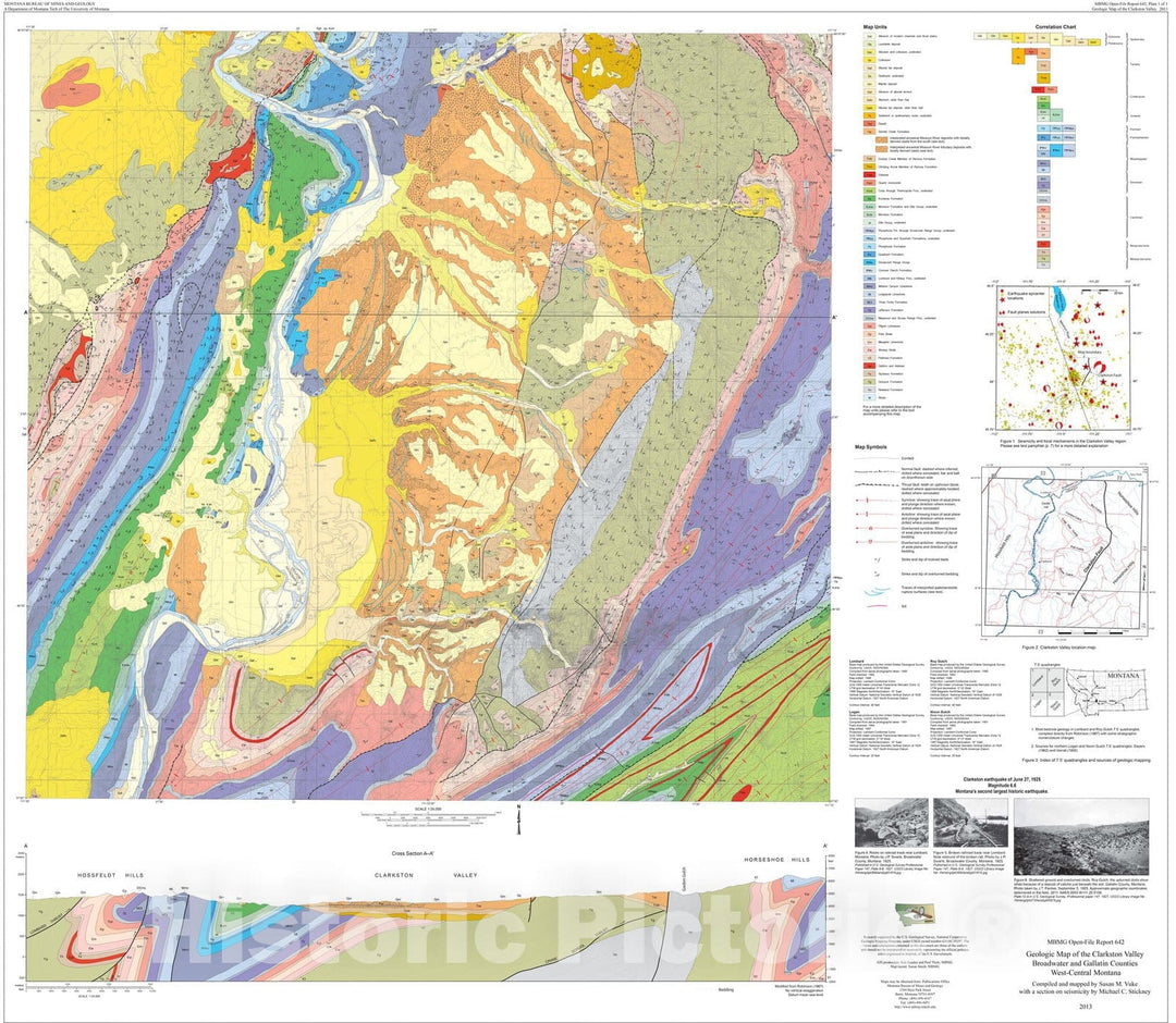 Map : Geologic map of the Clarkston Valley, Broadwater and Gallatin counties, west-central Montana, 2013 Cartography Wall Art :