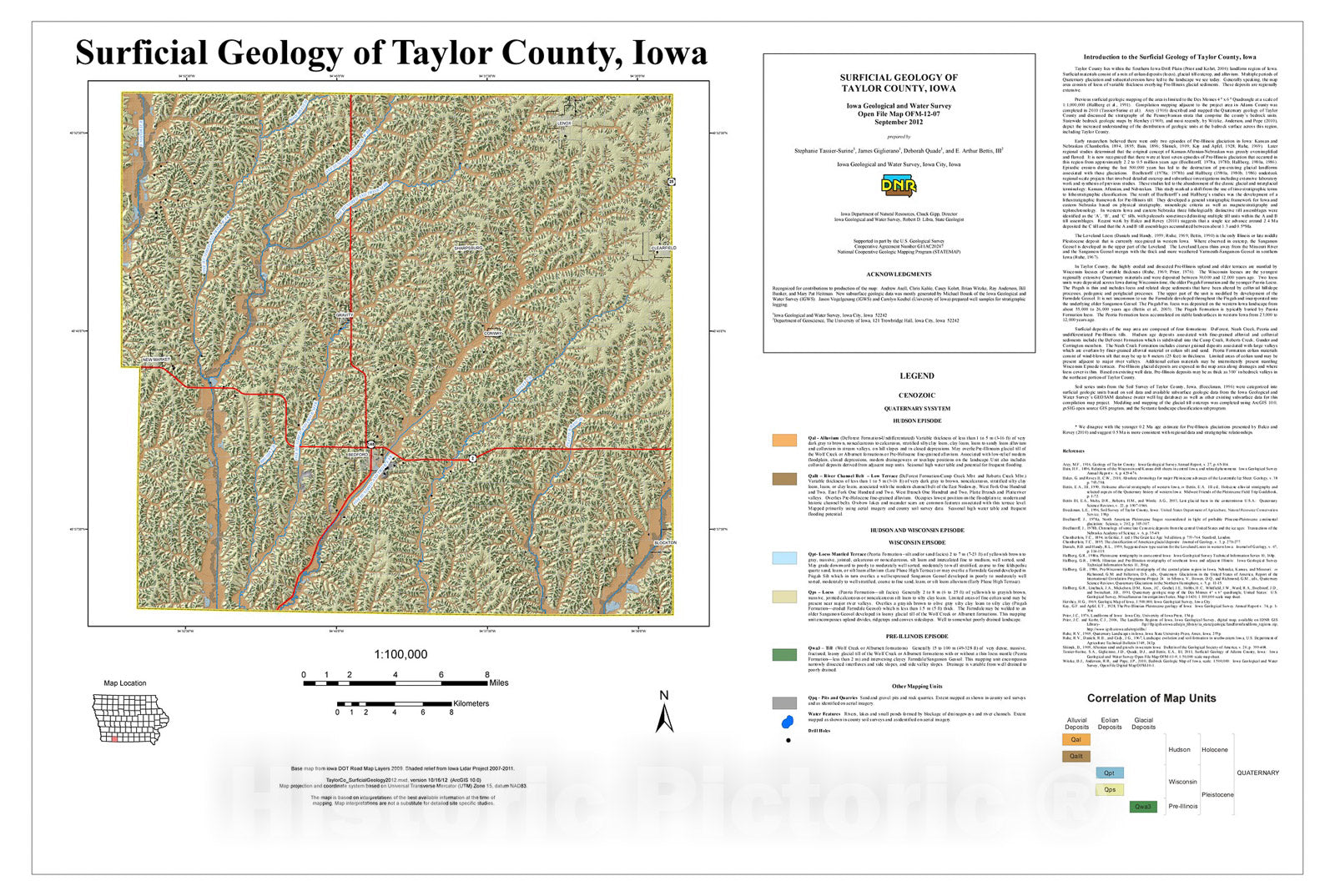 Map : Surficial Geology of Taylor County, Iowa, 2012 Cartography Wall Art :