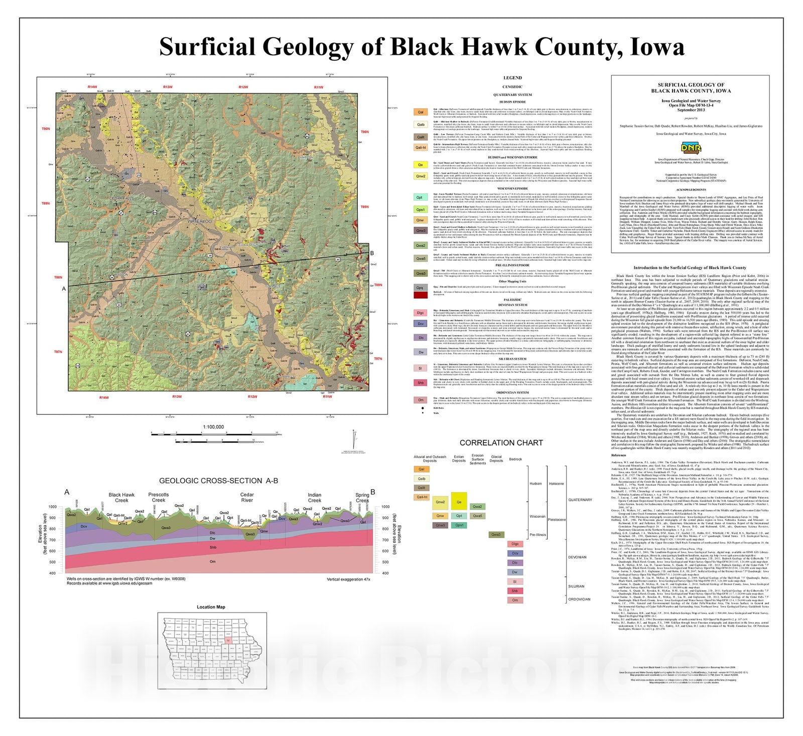 Map : Surficial Geology of Black Hawk County, Iowa, 2013 Cartography Wall Art :