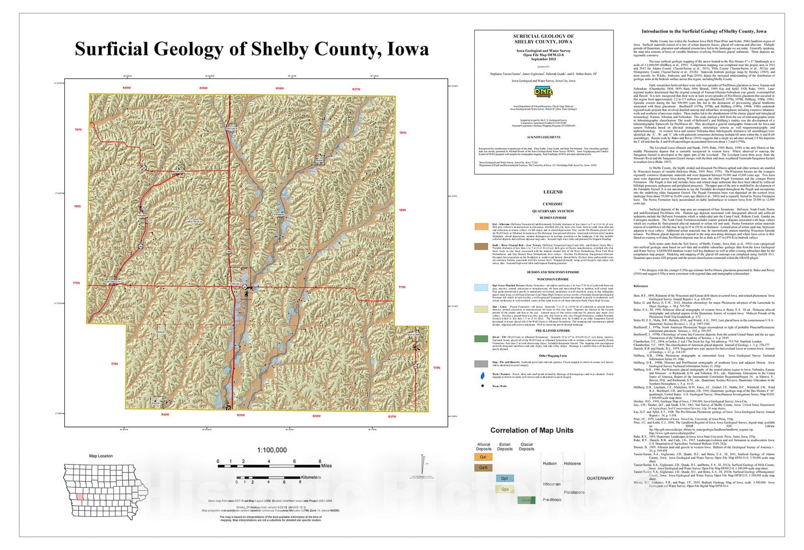 Map : Surficial Geology of Shelby County, Iowa, 2013 Cartography Wall Art :