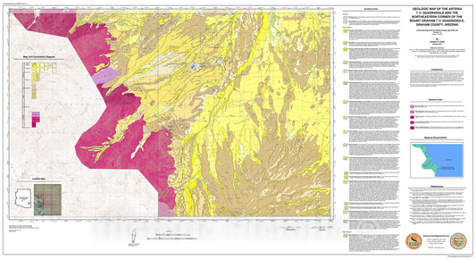 Map : Geologic map of the Artesia 7.5' Quadrangle and the northeastern corner of the Mt. Graham 7.5' Quadrangle, Graham County, Arizona, 2013 Cartography Wall Art :