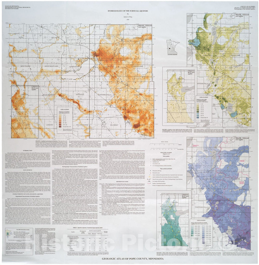 Map : Geologic Atlas of Pope County, Minnesota (Part B), 2003 Cartography Wall Art :