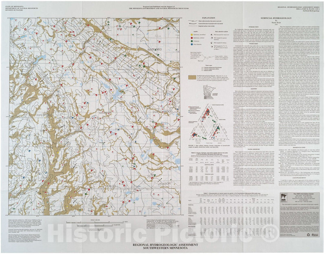 Map : Regional hydrogeologic assessment, southwestern Minnesota, 1997 Cartography Wall Art :