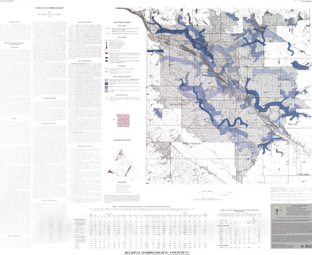 Map : Regional hydrogeologic assessment, upper Minnesota River basin, Minnesota, 2000 Cartography Wall Art :
