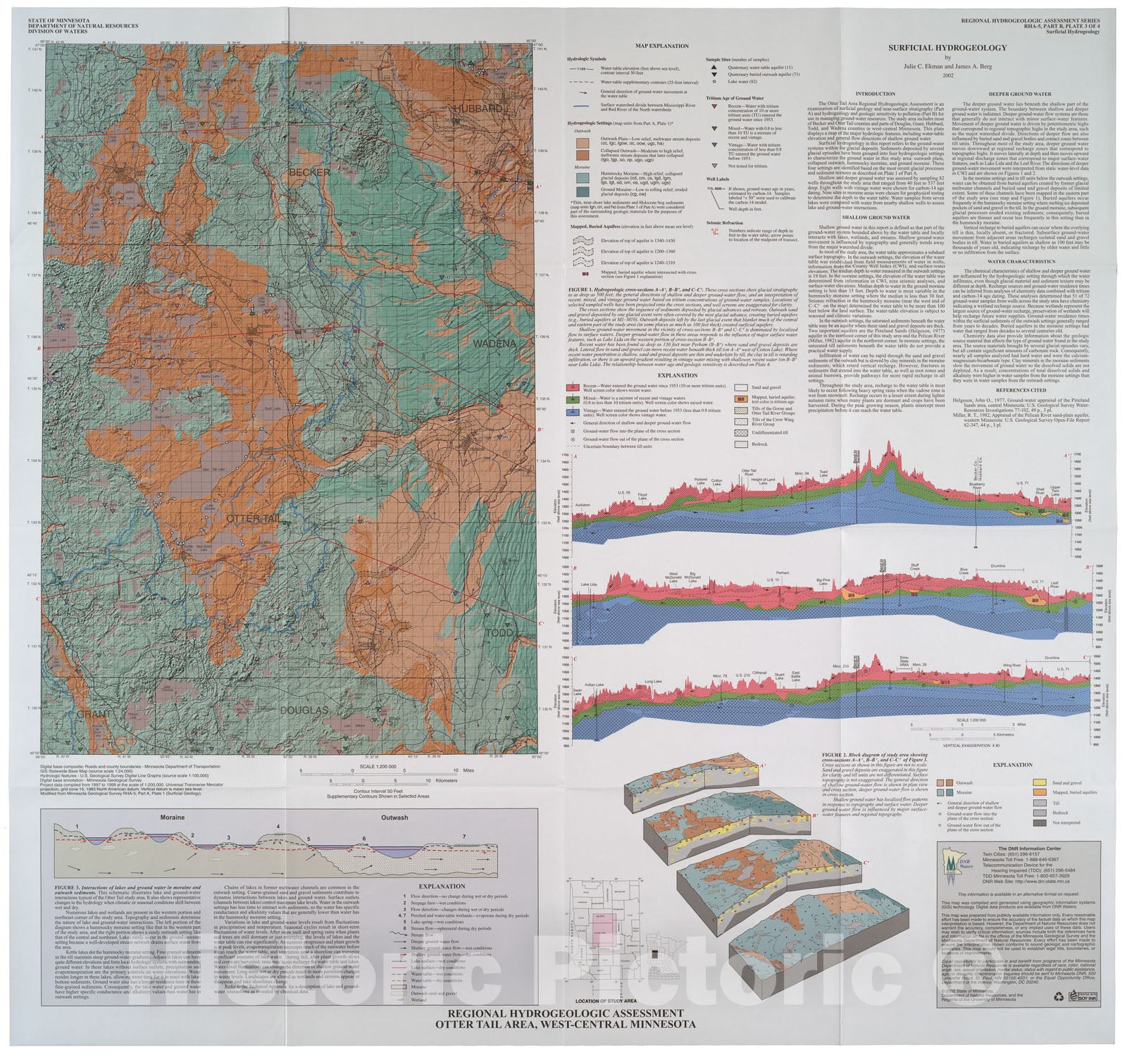 Map : Regional hydrogeologic assessment, Otter Tail area, west-central Minnesota, 2002 Cartography Wall Art :