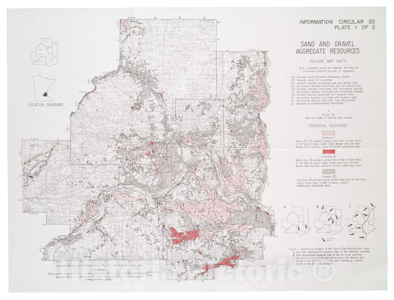Map : Aggregate resources inventory, Twin Cities metropolitan area, Minnesota, 1984 Cartography Wall Art :