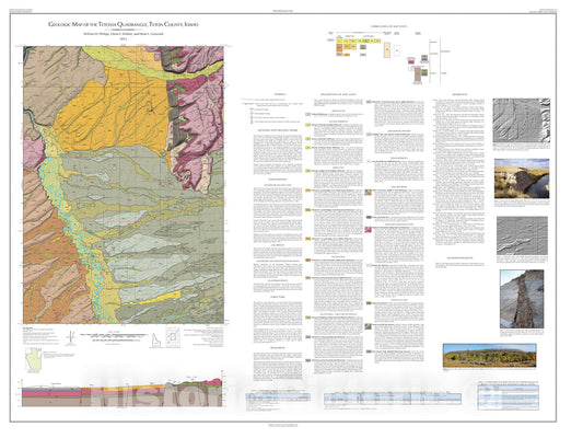 Map : Geologic Map of the Tetonia Quadrangle, Teton County, Idaho, 2013 Cartography Wall Art :