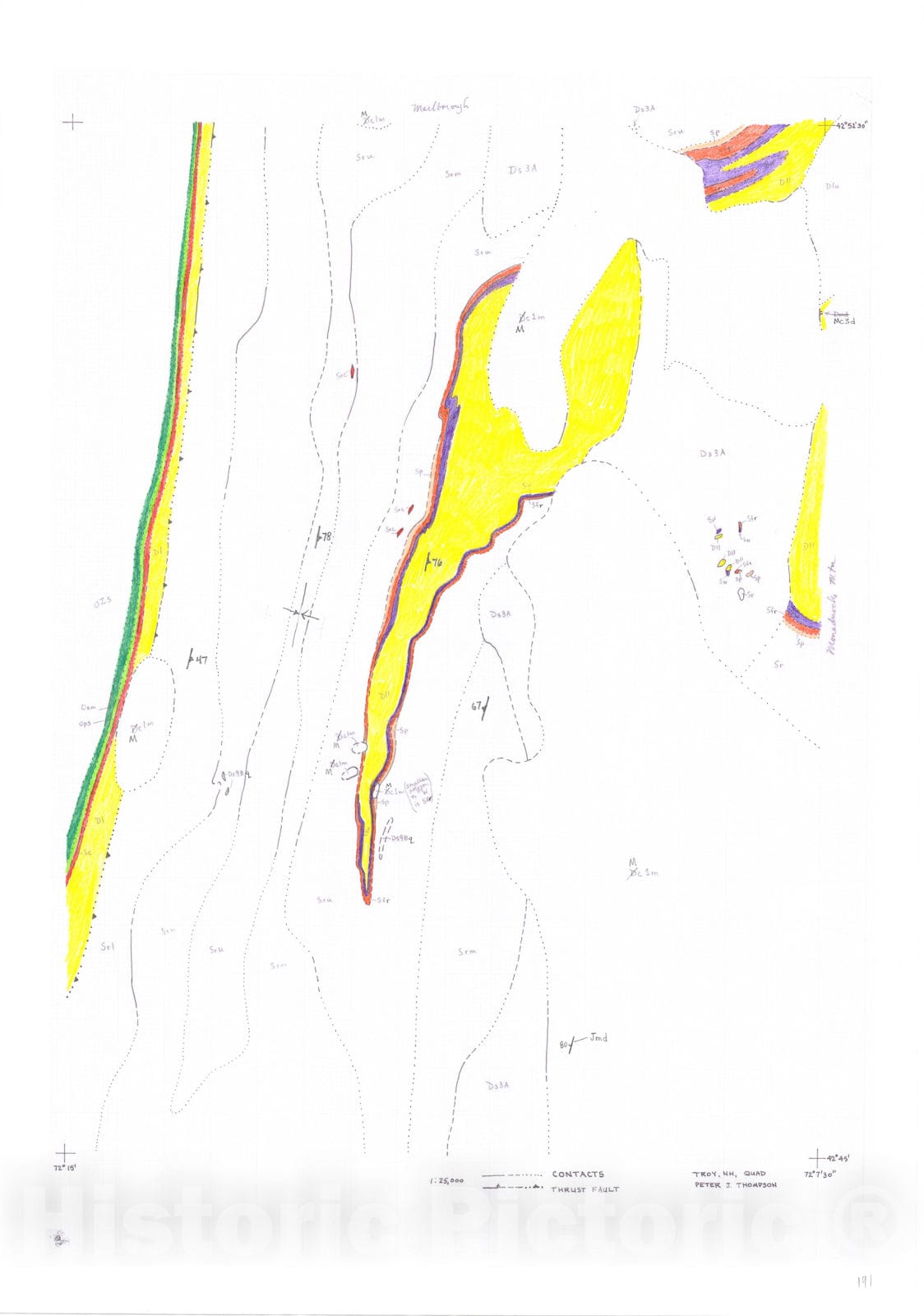 Map : Bedrock Geology map of the Troy 7.5 Minute Quadrangle, 2007 Cartography Wall Art :