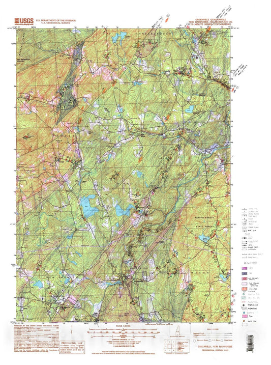 Map : Bedrock Geologic map of the Greenville 7.5 Minute Quadrangle, Hillsborough County, New Hampshire, 2010 Cartography Wall Art :