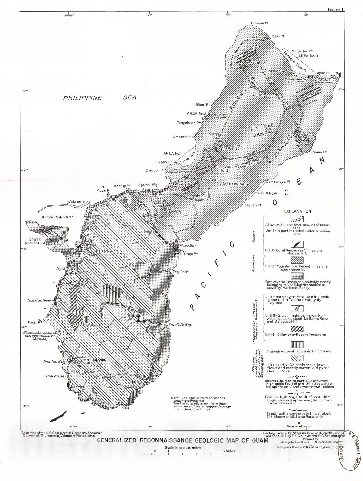 Map : Reconnaissance geology of Guam and problems of water supply and fuel storage, 1951 Cartography Wall Art :