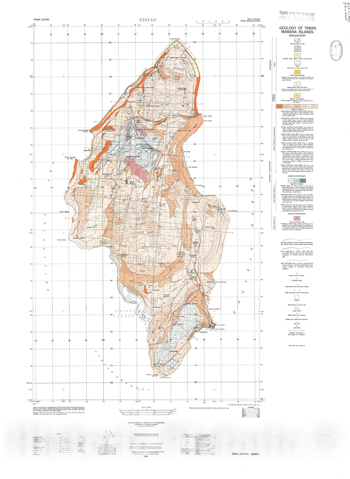 Map : Military geology of Tinian, Mariana Islands, 1960 Cartography Wall Art :