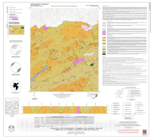 Map : Geologic Map of the Chatham County Portion of the Silk Hope Quadrangle, Chatham and Alamance Counties, North Carolina, 2014 Cartography Wall Art :