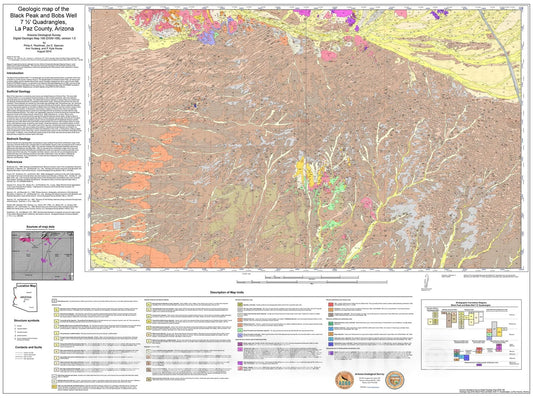 Map : Geologic map of the Black Peak and Bobs Well seven 1/2' Quadrangles, La Paz County, Arizona, 2014 Cartography Wall Art :
